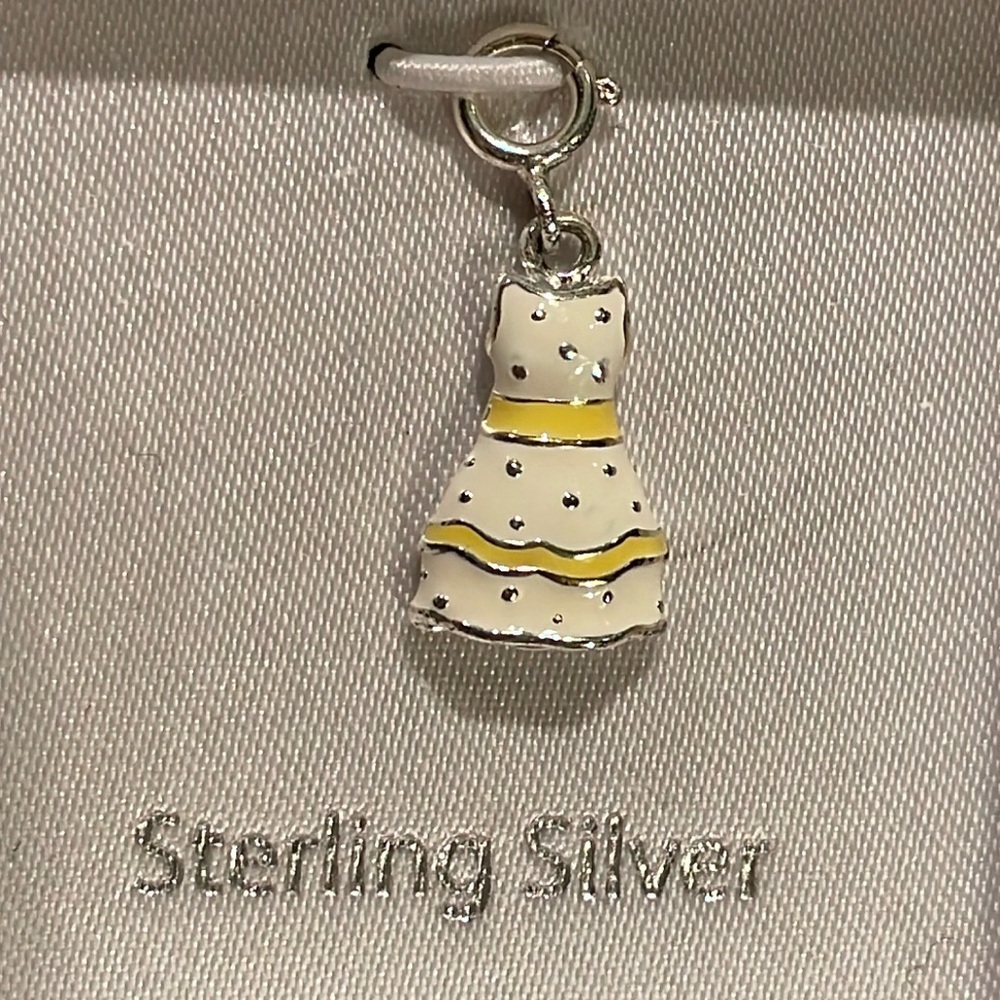Sterling Silver Dress Charm 925 with 18” Silver Plated Chain New in Box - Picture 2 of 3